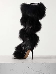RoseMuse　fur attach stretch long boots Amazon.com | Kapxumo Women's Mesh Knee High Boots With Faux